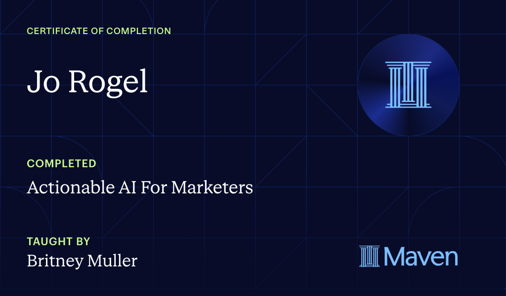 Certificate for Actionable AI For Marketers