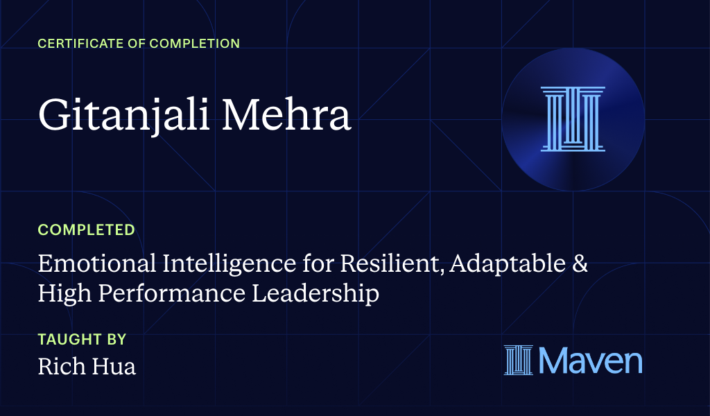 Certificate for Emotional Intelligence for Resilient, Adaptable & High Performance Leadership
