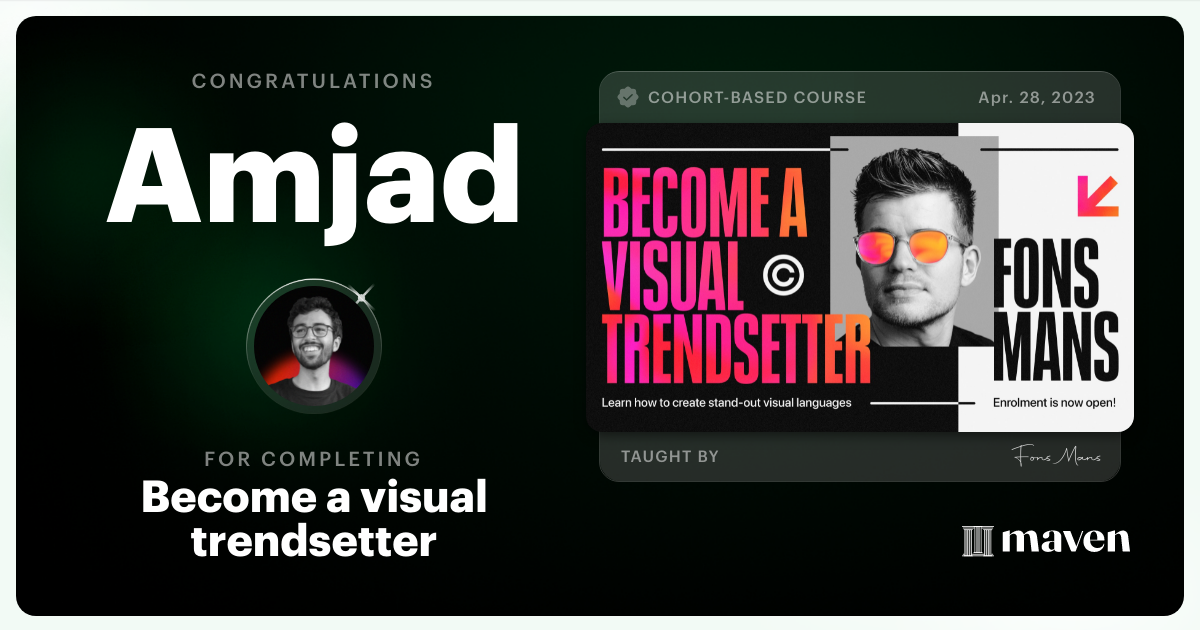 Certificate of Completion for Become a Visual Trendsetter