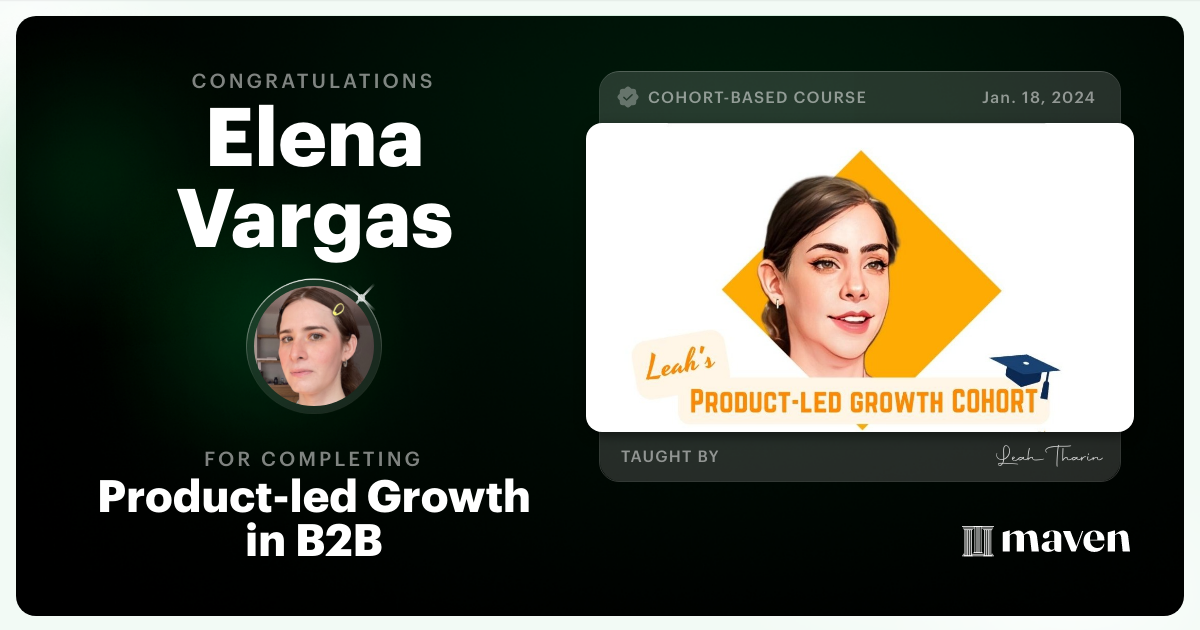 Certificate of Completion for Product-led Growth in B2B