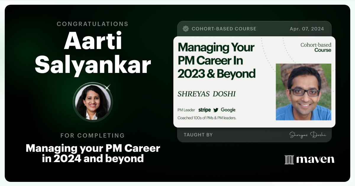 Certificate of Completion for Managing your PM Career in 2025 and beyond