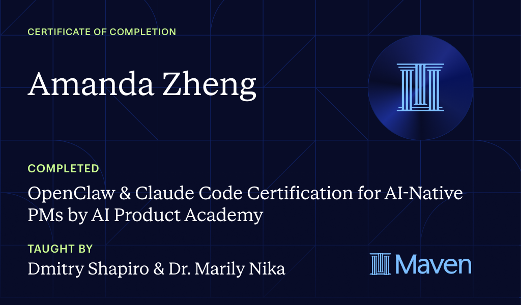 Certificate for OpenClaw & Claude Code Certification for AI-Native PMs by AI Product Academy