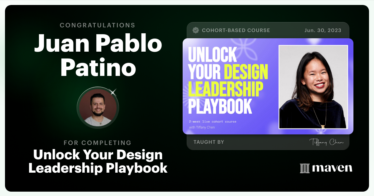 Certificate of Completion for Unlock Your Design Leadership Playbook