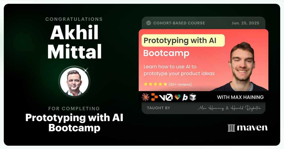 Certificate of Completion for Vibe Coding Bootcamp