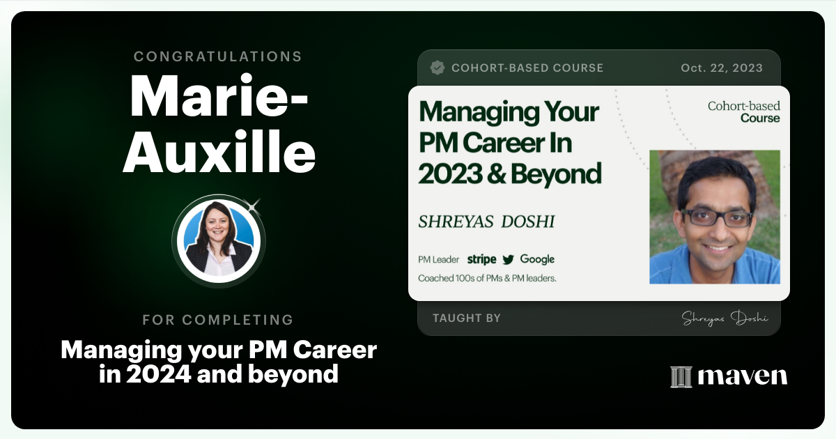 Certificate of Completion for Managing your PM Career in 2025 and beyond