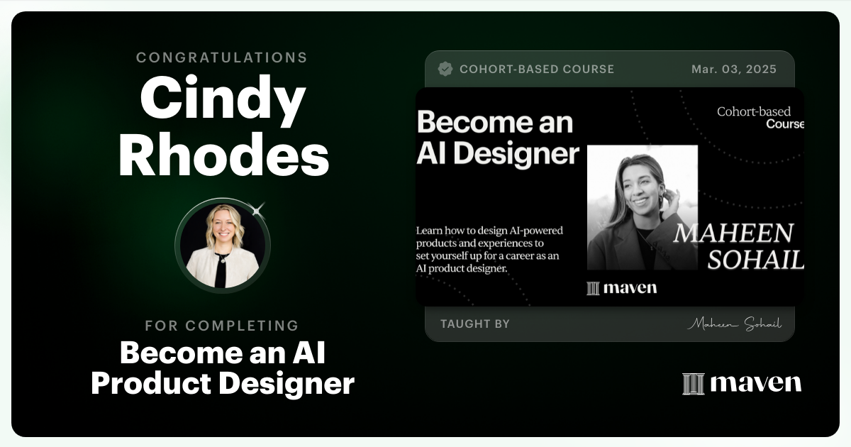 Certificate of Completion for Become an AI Product Designer