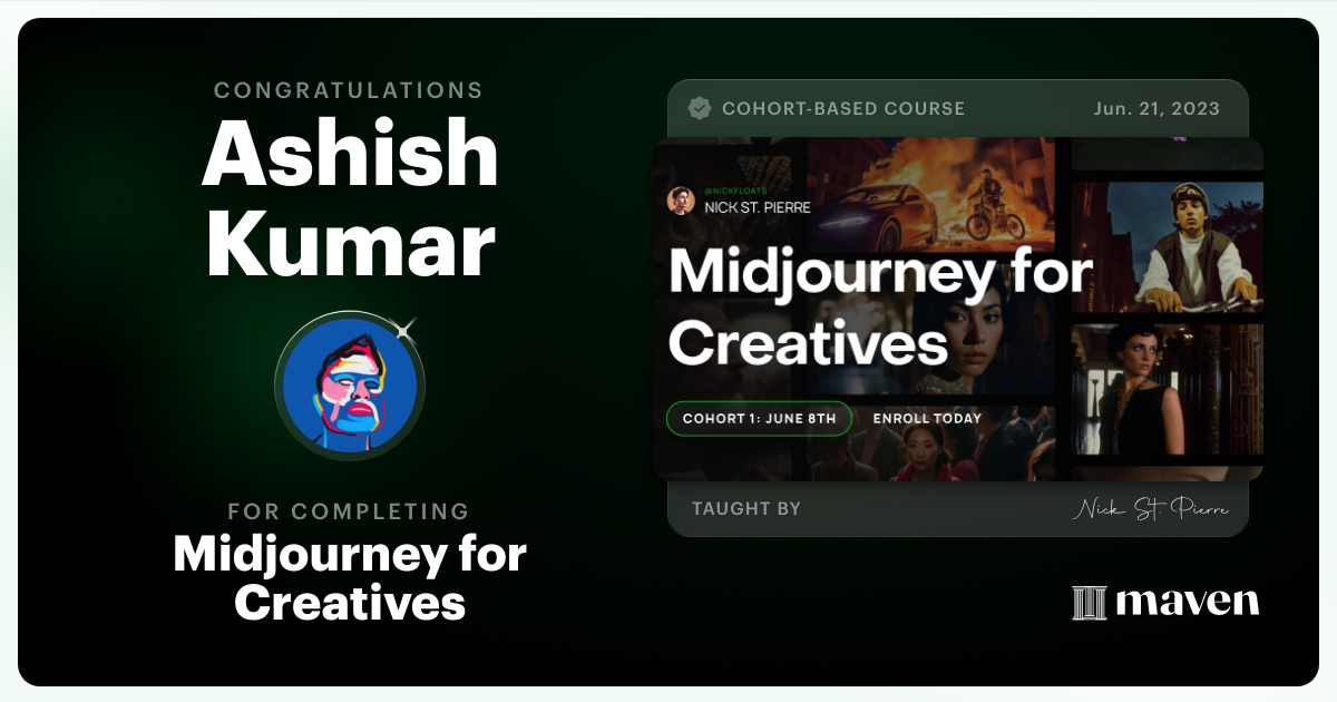 Certificate of Completion for Midjourney for Creatives