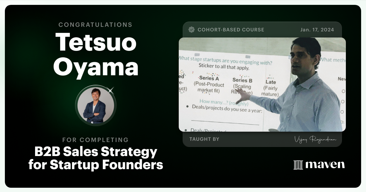 Certificate of Completion for B2B Sales Strategy for Startup Founders