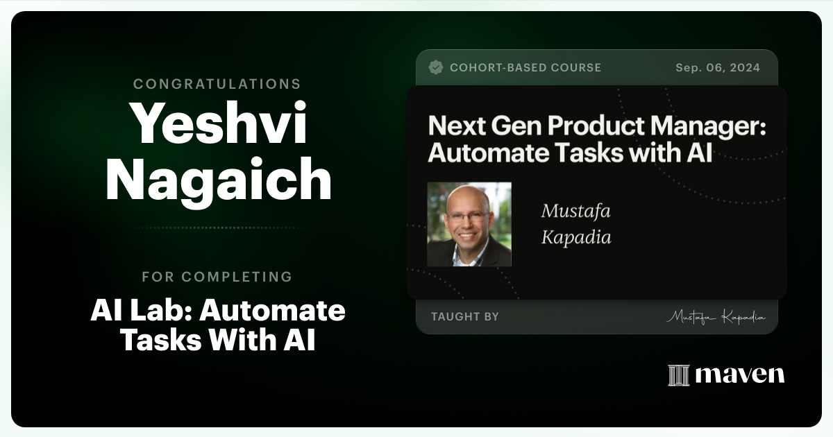 Certificate of Completion for AI Lab: Automate Tasks With AI