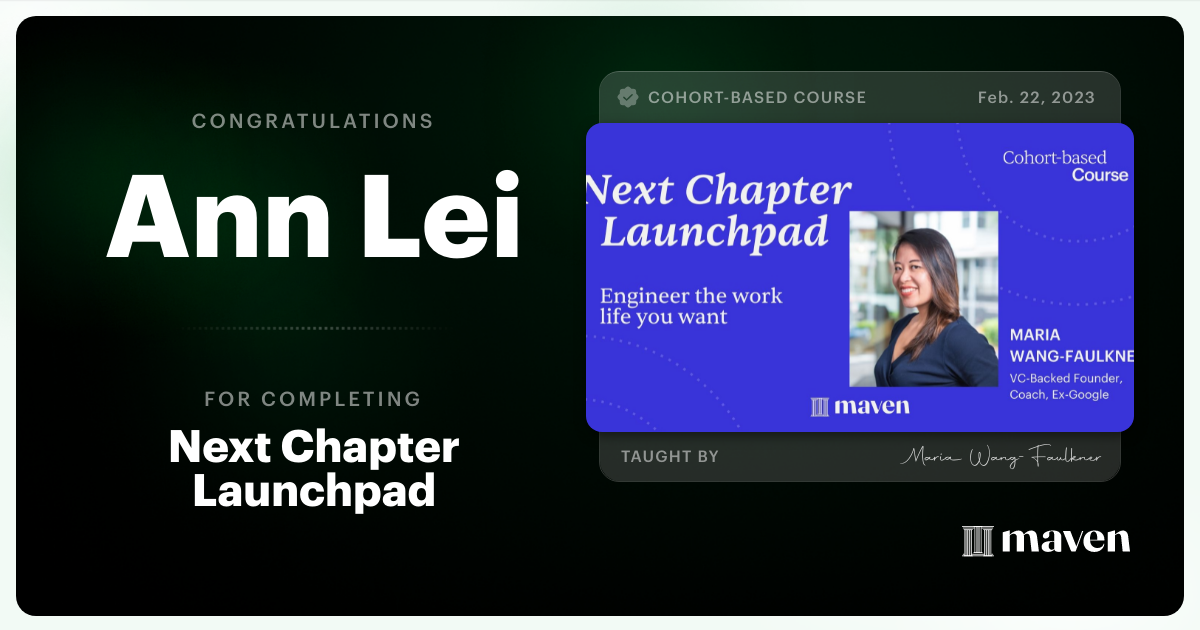 Certificate of Completion for Next Chapter Launchpad