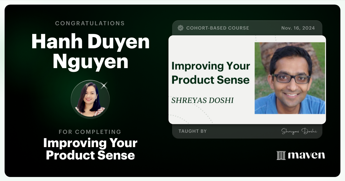 Certificate of Completion for World-class Product Sense in Practice