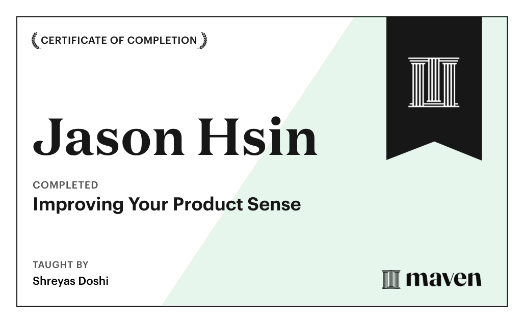 Certificate for World-class Product Sense in Practice