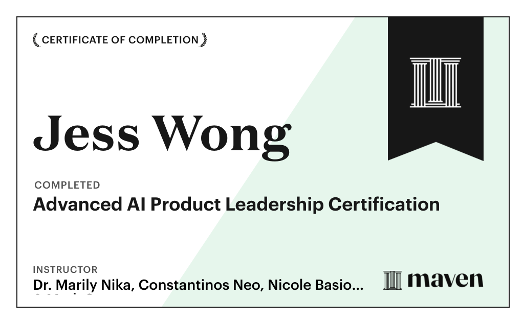 Certificate for Advanced AI Product Leadership Certification