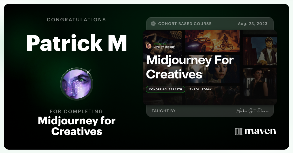 Certificate of Completion for Midjourney for Creatives