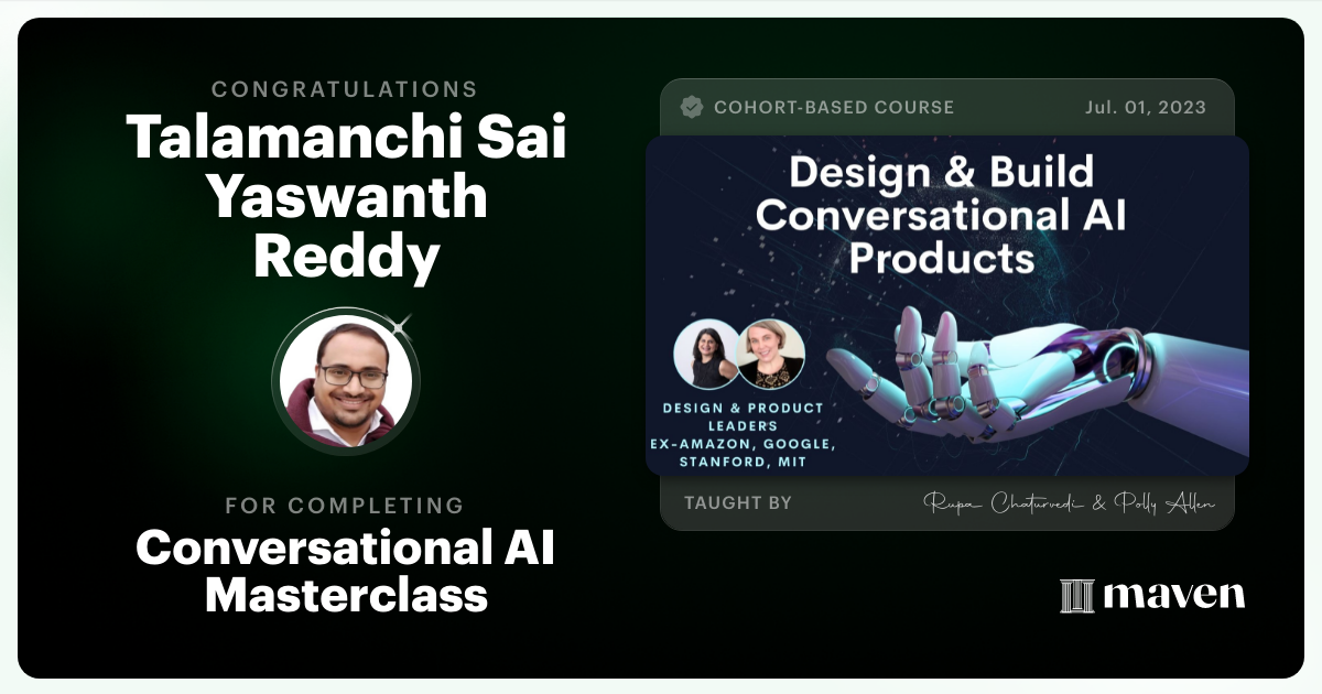 Certificate of Completion for No-Code AI Essentials for Product & Design Leaders