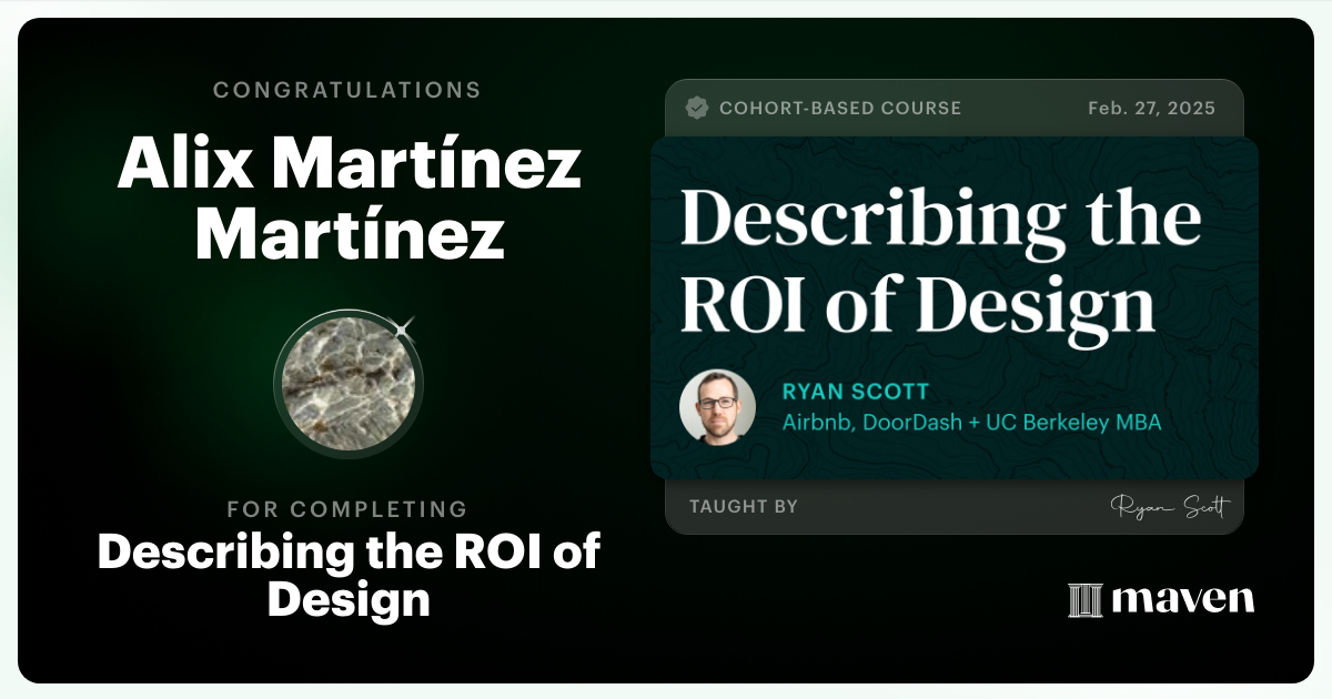 Certificate of Completion for Describing the ROI of Design