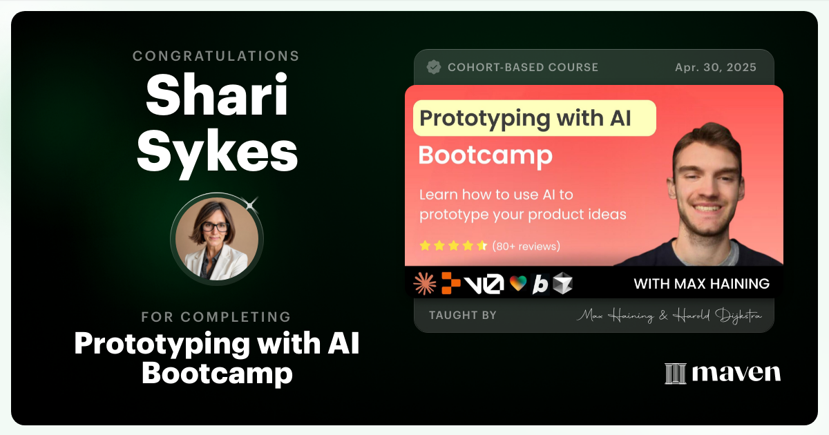 Certificate of Completion for Vibe Coding Bootcamp