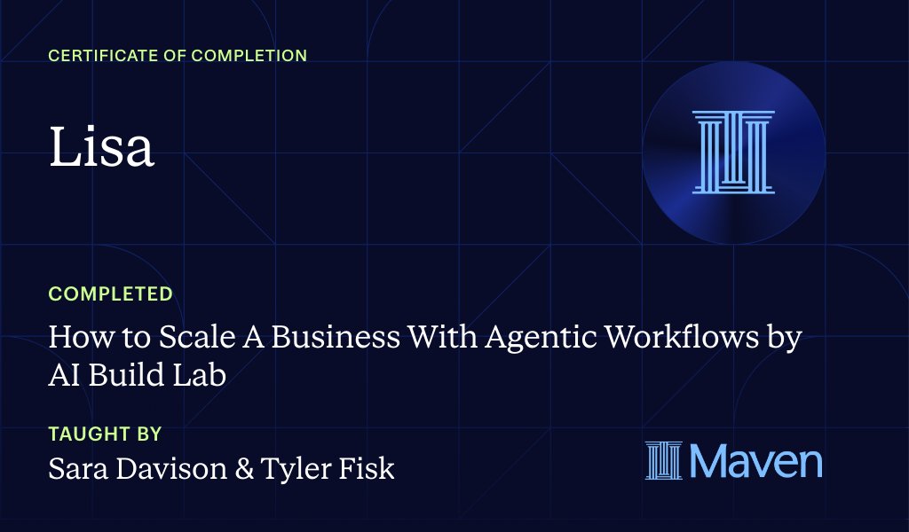 Certificate for Build The AI Agent Workforce That Scales Companies: Own & Run Your Own Agent Org