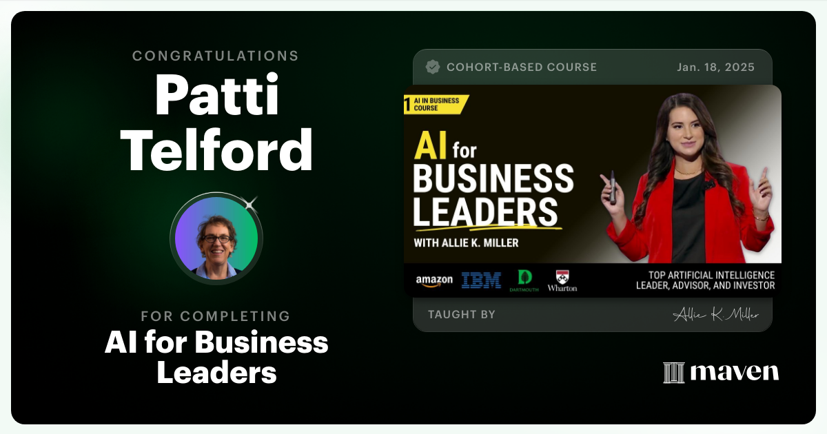 Certificate of Completion for AI for Business Leaders