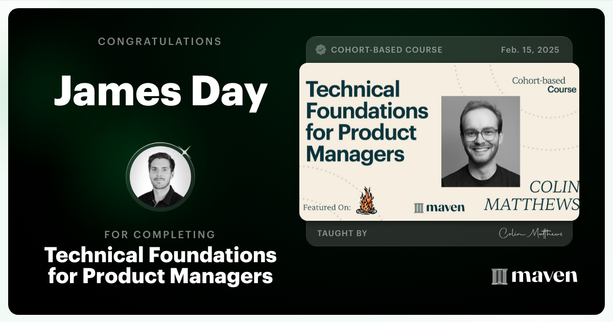 Certificate of Completion for Technical Foundations for Product Managers