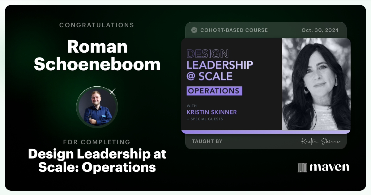 Certificate of Completion for Design Leadership at Scale: Operations