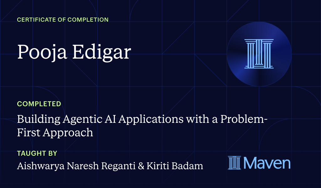 Certificate for Building Agentic AI Applications with a Problem-First Approach