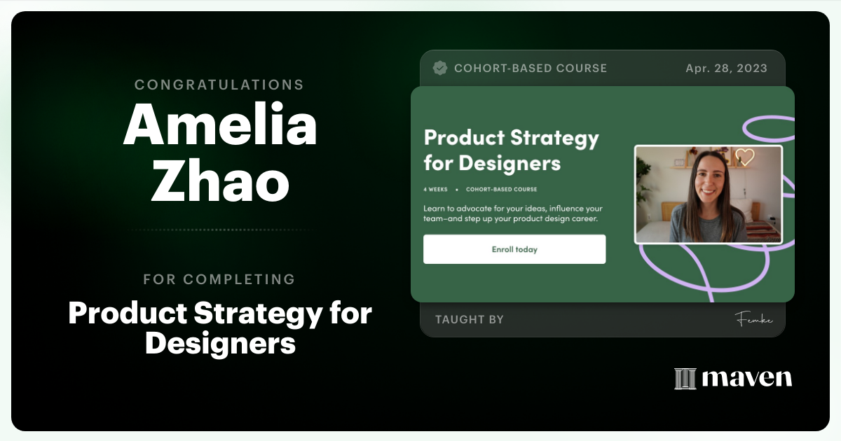 Certificate of Completion for Product Strategy for Designers