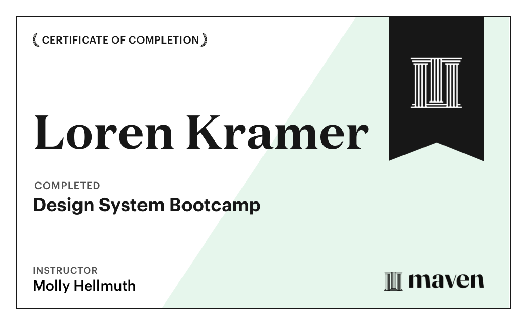 Certificate for Design System Bootcamp
