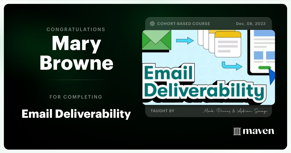 Certificate of Completion for Email Deliverability