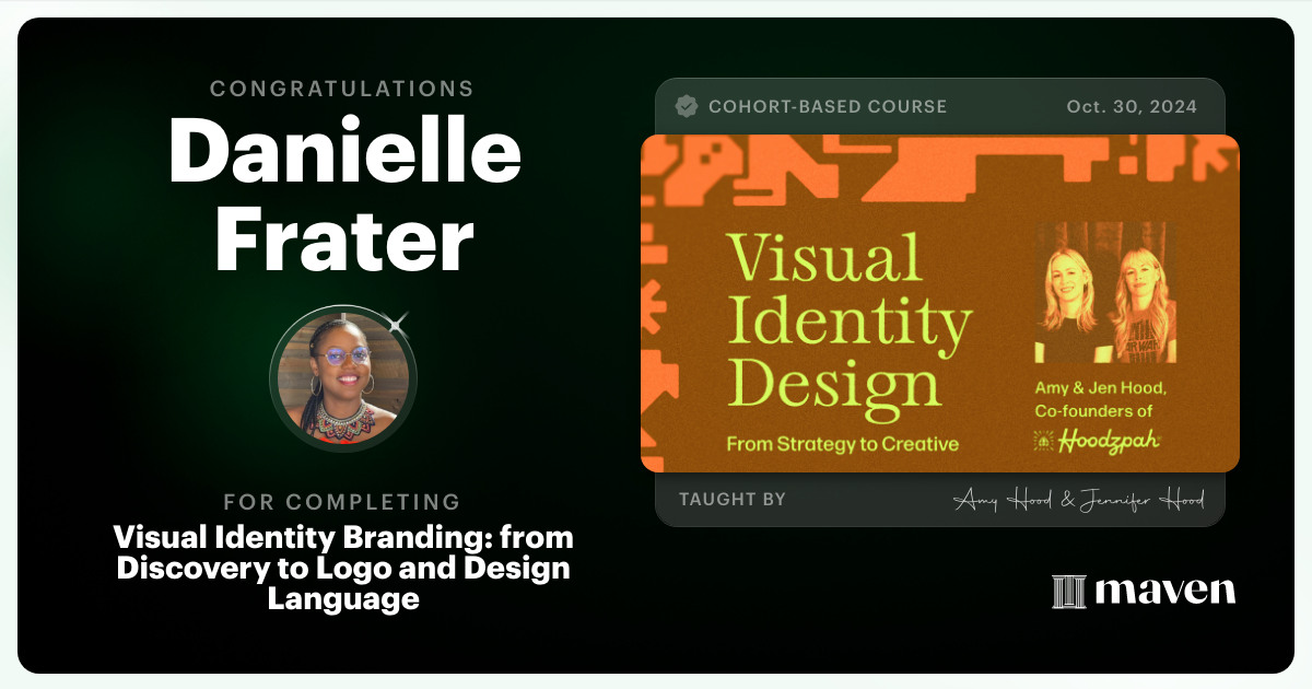 Certificate of Completion for Visual Identity Branding: from Discovery to Logo and Design Language
