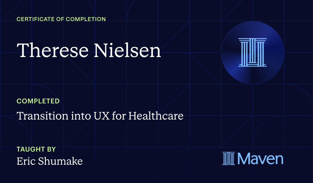 Certificate for Transition into UX for Healthcare
