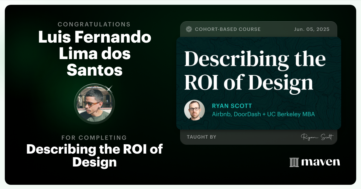 Certificate of Completion for Describing the ROI of Design