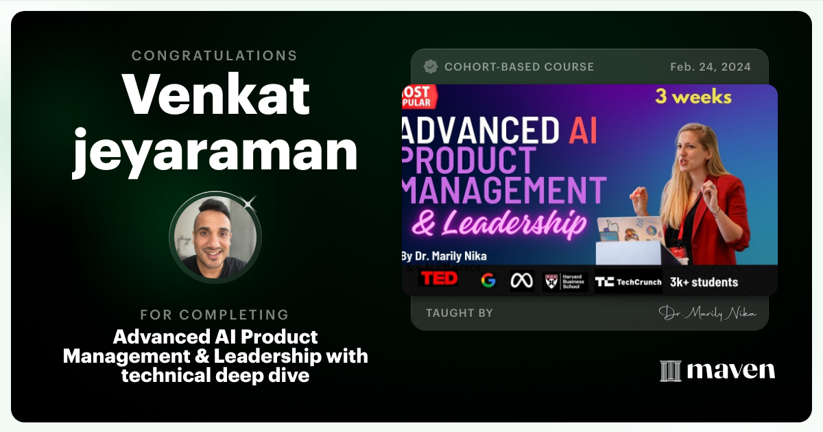 Certificate of Completion for Advanced AI Product Leadership Certification