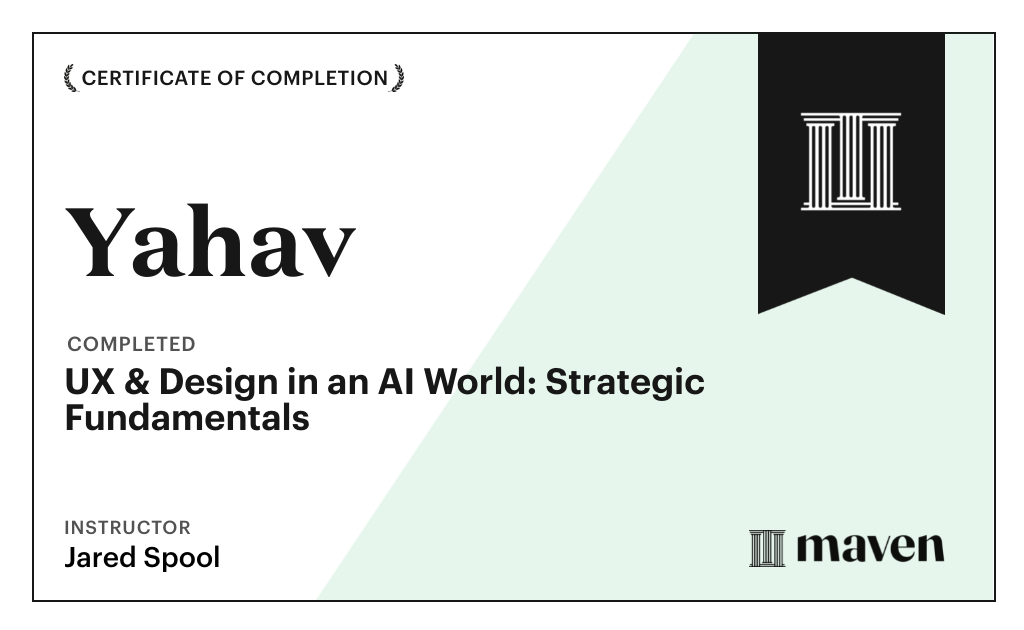 Certificate for UX & Design for Today's AI Functionality