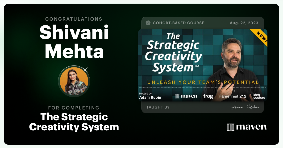 Certificate of Completion for The Strategic Creativity System