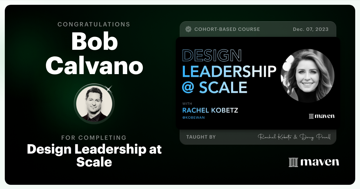 Certificate of Completion for Design Leadership at Scale: Executive