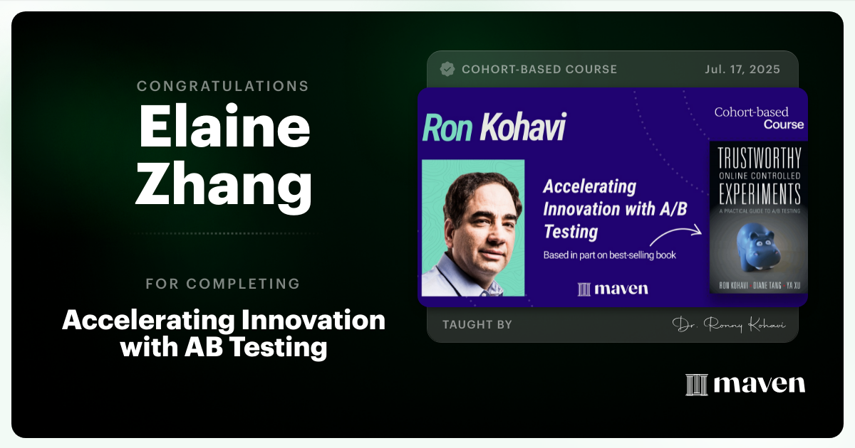 Certificate of Completion for Accelerating Innovation with A/B Testing