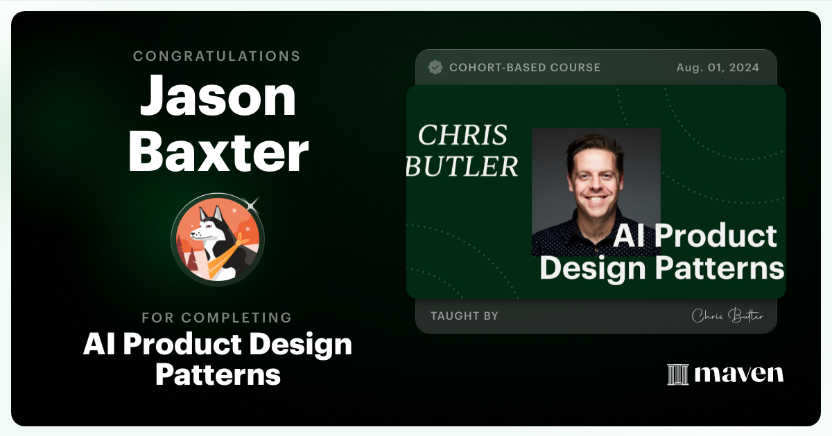 Certificate of Completion for AI Product Design Patterns