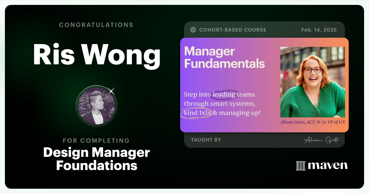 Certificate of Completion for Design Manager Foundations