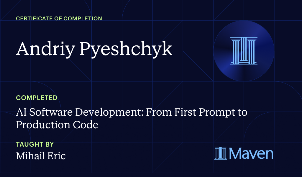 Certificate for AI Software Development: From First Prompt to Production Code