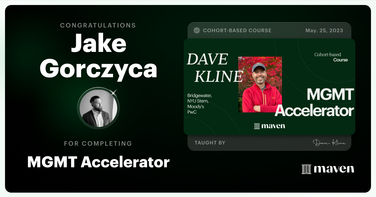 Certificate of Completion for MGMT Accelerator: AI-Enhanced Leadership