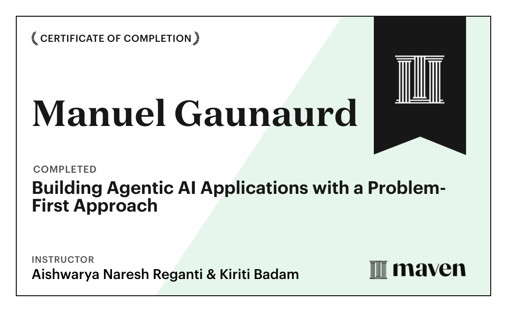 Certificate for Building Agentic AI Applications with a Problem-First Approach