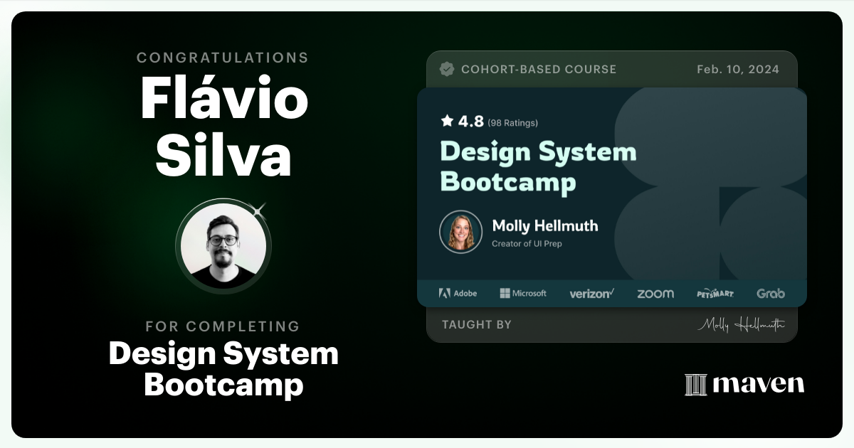 Certificate of Completion for Design System Bootcamp