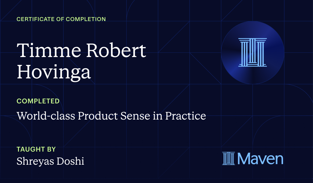 Certificate for World-class Product Sense in Practice