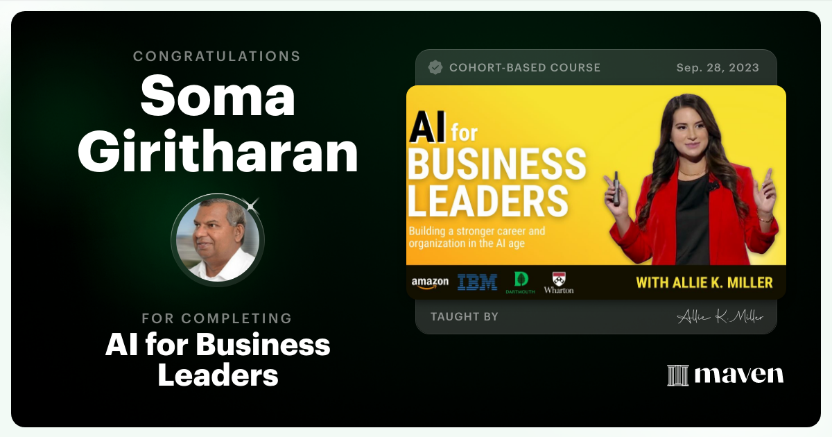 Certificate of Completion for AI for Business Leaders