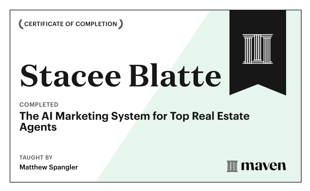 Certificate for The AI Marketing System for Top Real Estate Agents