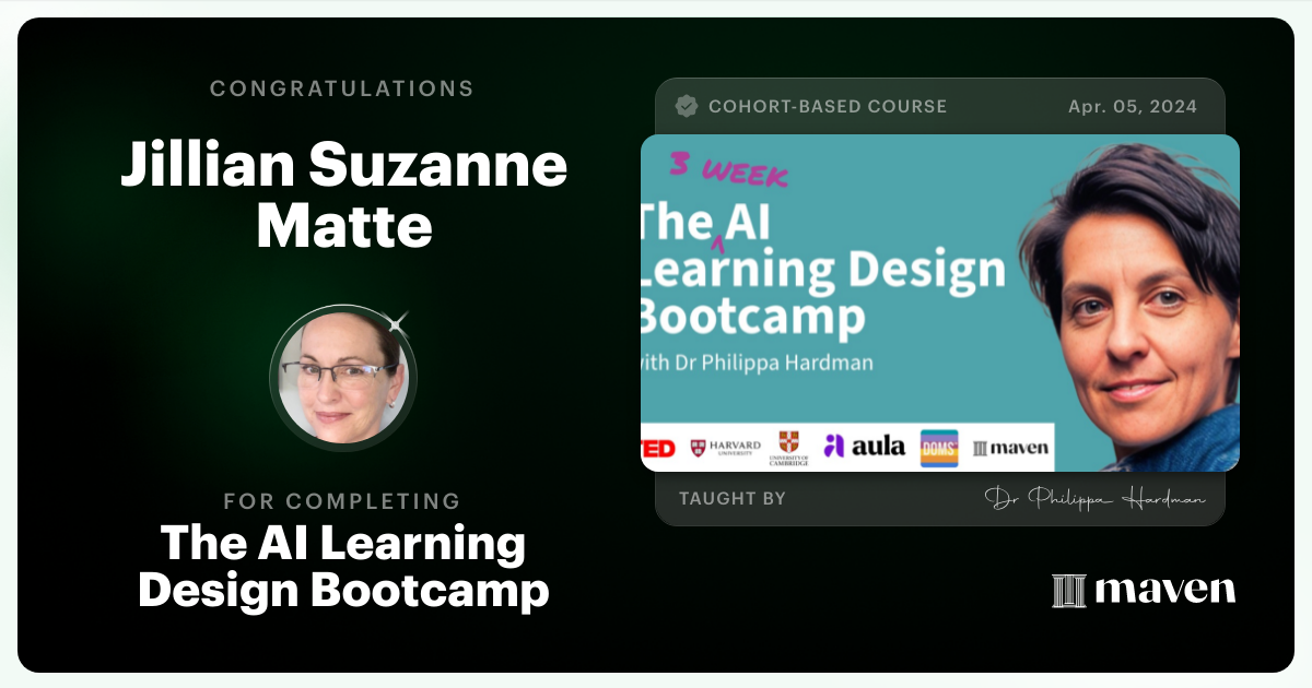 Certificate of Completion for The AI Bootcamp for L&D