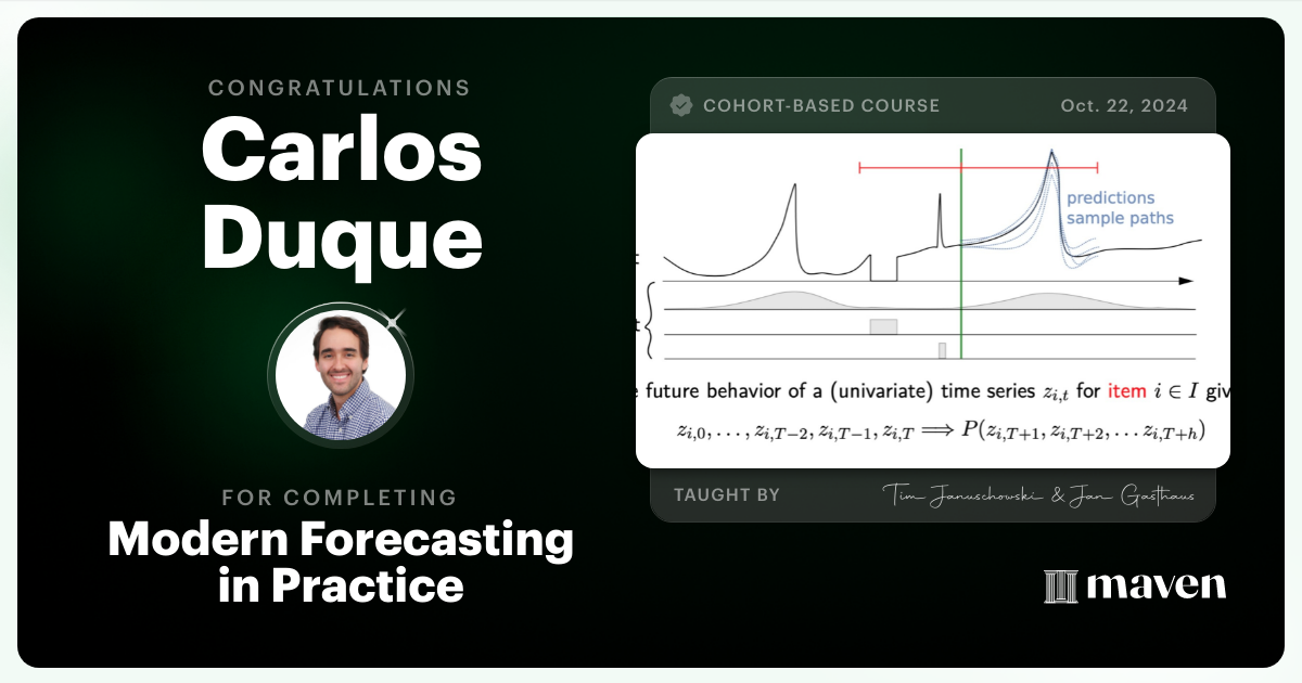 Certificate of Completion for Modern Forecasting in Practice