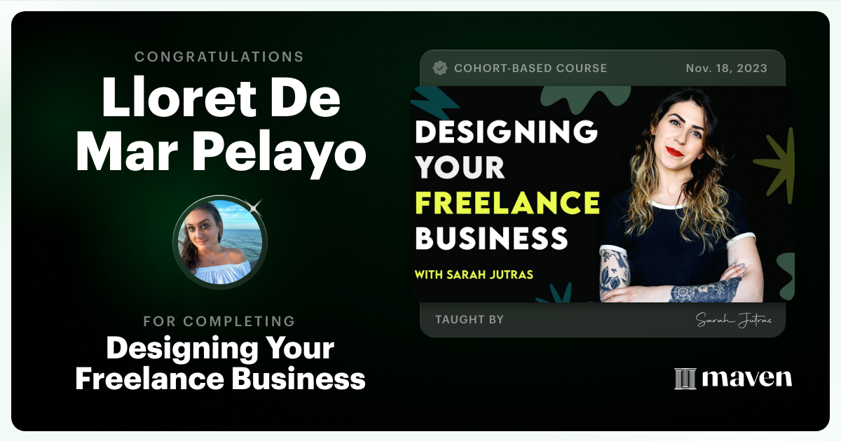 Certificate of Completion for Designing Your Freelance Business