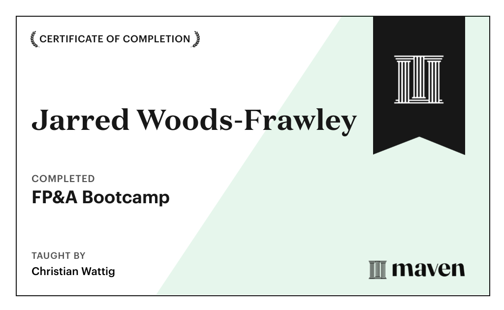 Certificate for FP&A Bootcamp